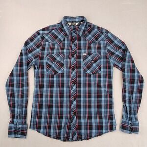 Vintage Salt Valley Small Mens Shirt Lite Flannel Western Cowboy Pearl 18x25 XS